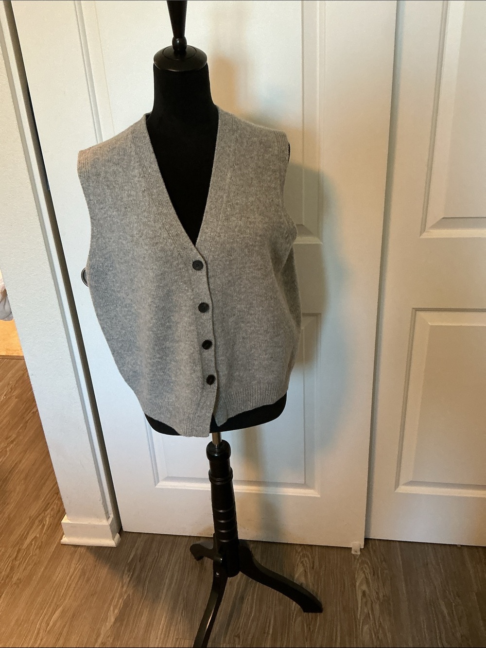 COS Grey V-Neck Button Front Wool Vest S
